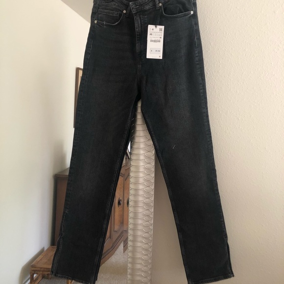 ZARA Sold out! High Ride Slim Flared Black Jeans 14 - NEW - Picture 4 of 4
